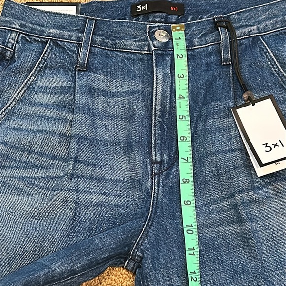NEW 3x1 Shelter Pleated Crop Jeans size 26 Cuffed Raw Hem Oscar - Picture 12 of 14